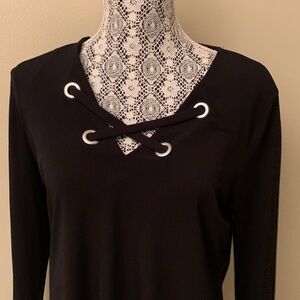 MICHAEL Michael Kors Black Lace-Up Long bell Sleeve Top